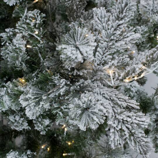 6.5ft. Pre-Lit Flocked Sierra Fir Artificial Christmas Tree, Pure White Dura-Lit® LED Lights